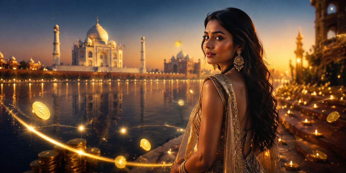 Night view of Agra with Taj Mahal and entertainment venues